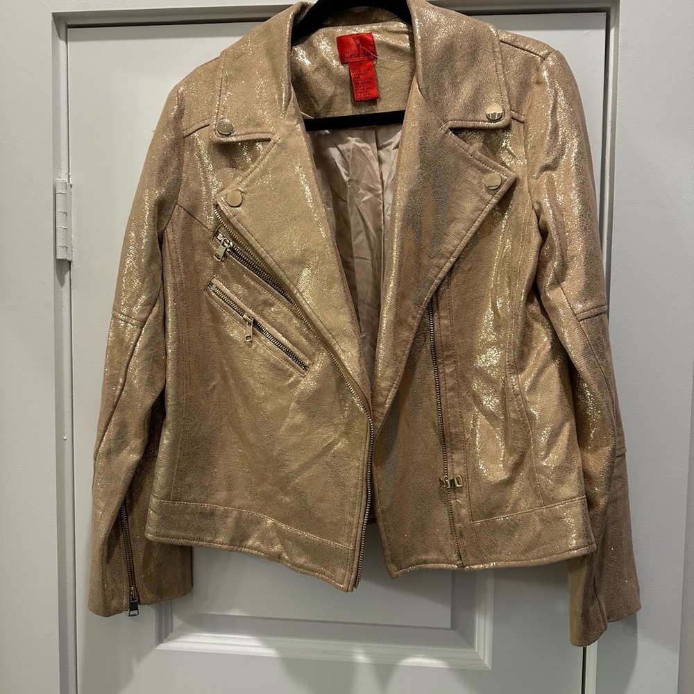 Christina Shimmering Gold Leather Jacket